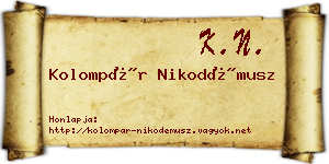 Kolompár Nikodémusz névjegykártya